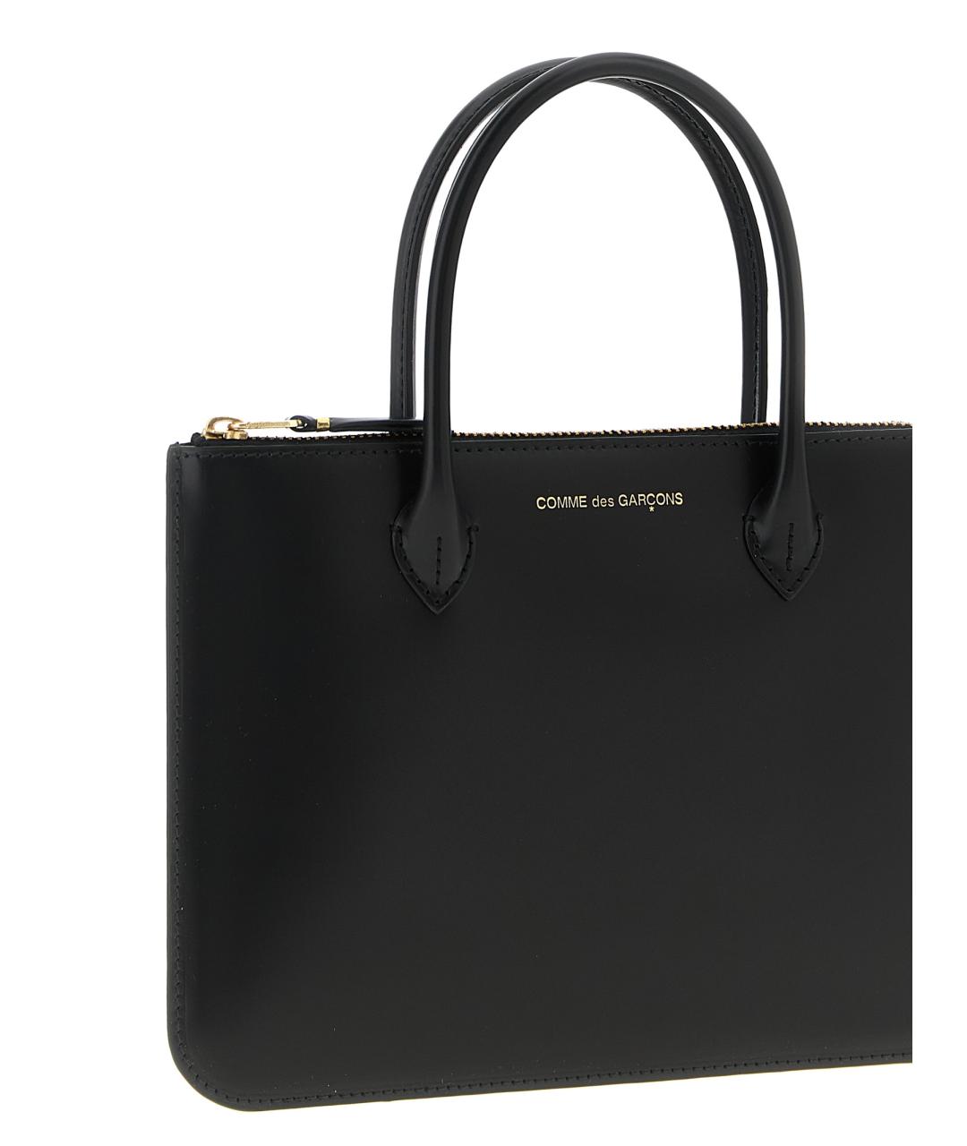 COMME DES GARÇONS WALLET Черная кожаная сумка тоут, фото 3