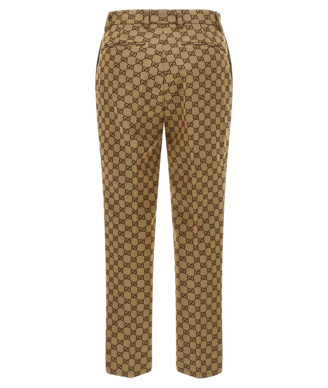 GUCCI Бежевые хлопковые прямые брюки, фото 2