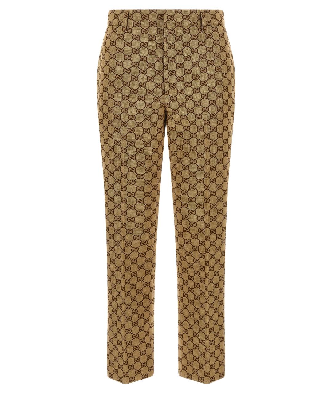 GUCCI Бежевые хлопковые прямые брюки, фото 1