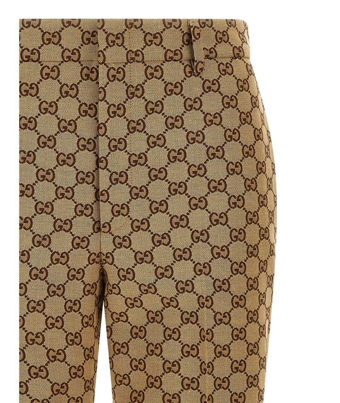GUCCI Бежевые хлопковые прямые брюки, фото 3