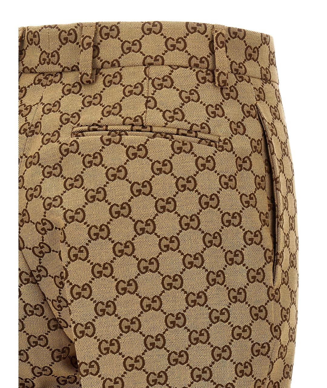 GUCCI Бежевые хлопковые прямые брюки, фото 4