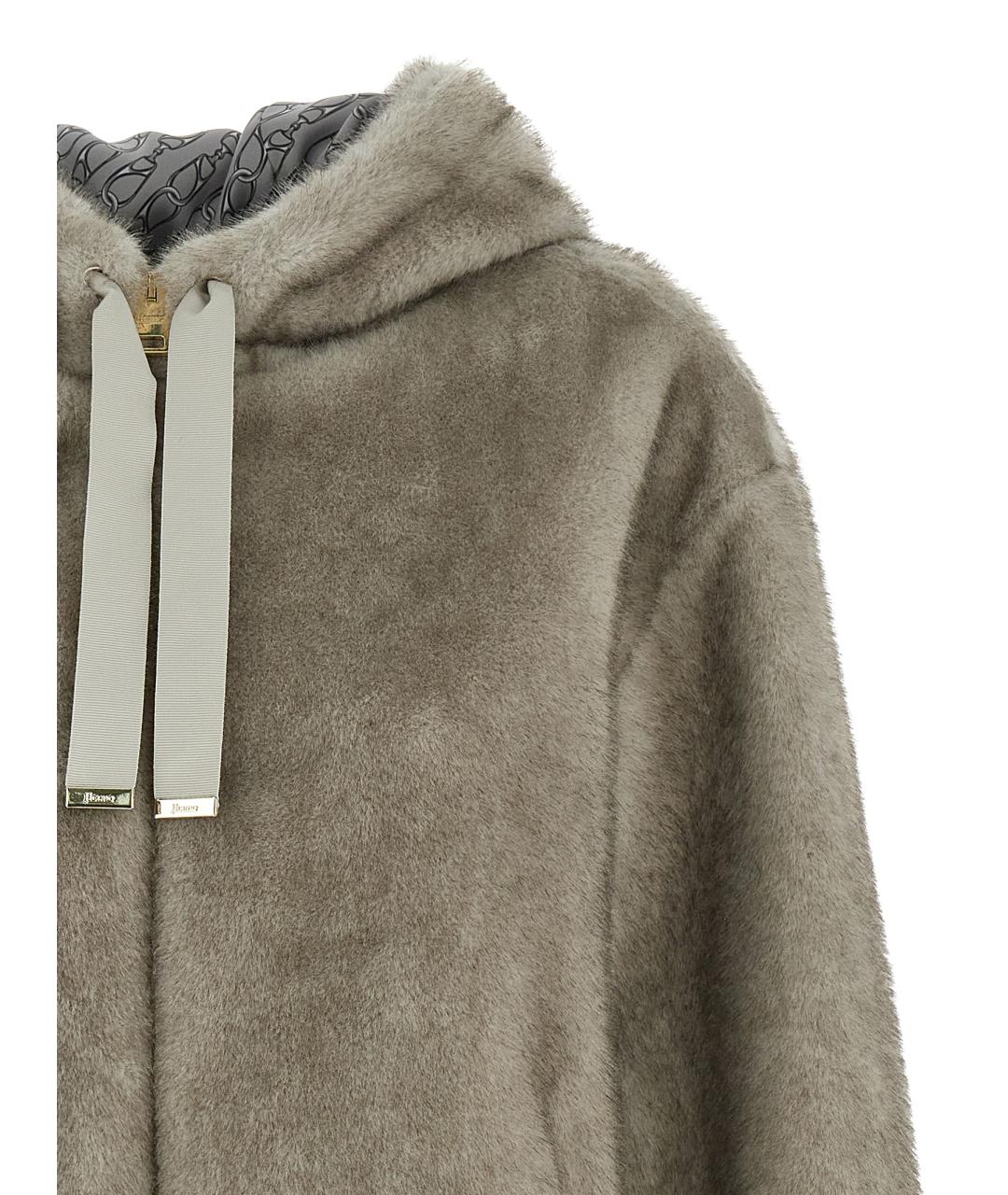 HERNO Серая полиэстеровая шуба, фото 3