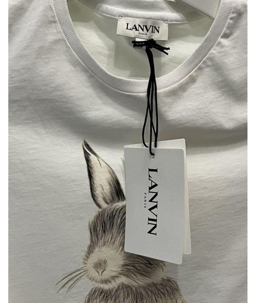 LANVIN Бежевая хлопковая футболка, фото 4