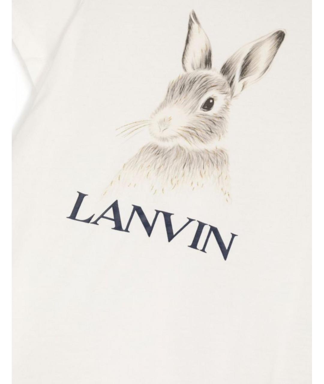 LANVIN Бежевая хлопковая футболка, фото 3