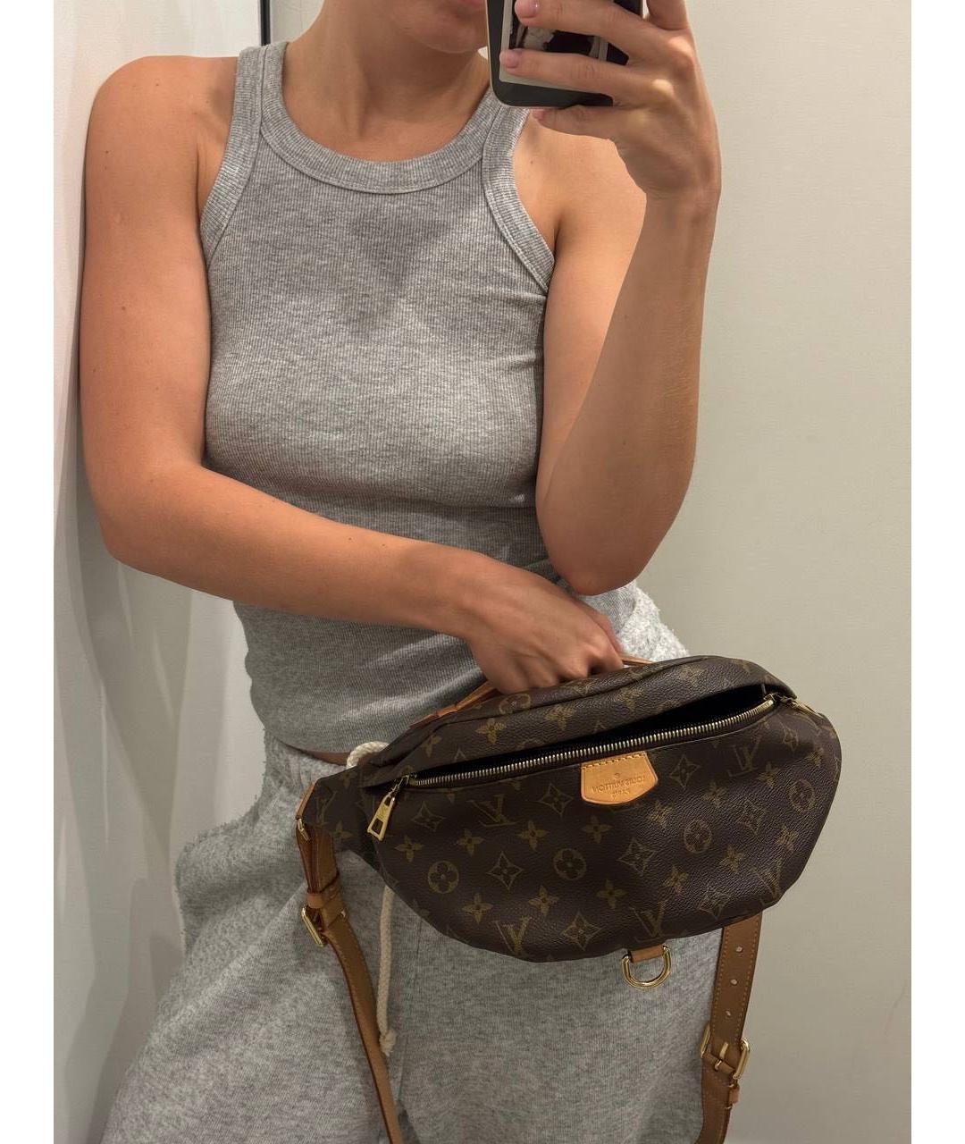 LOUIS VUITTON Коричневая кожаная поясная сумка, фото 6