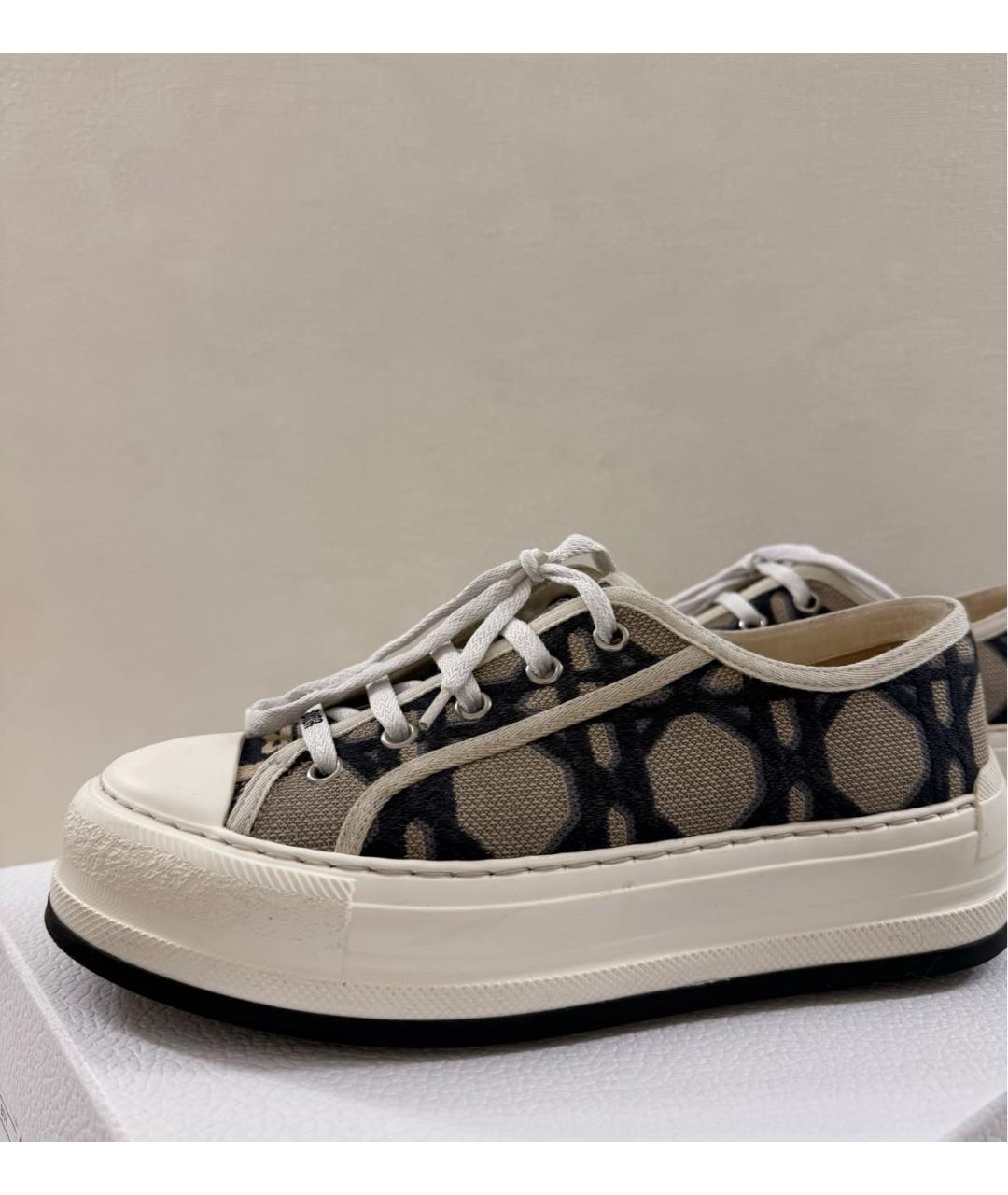 CHRISTIAN DIOR Бежевые кожаные кеды, фото 2