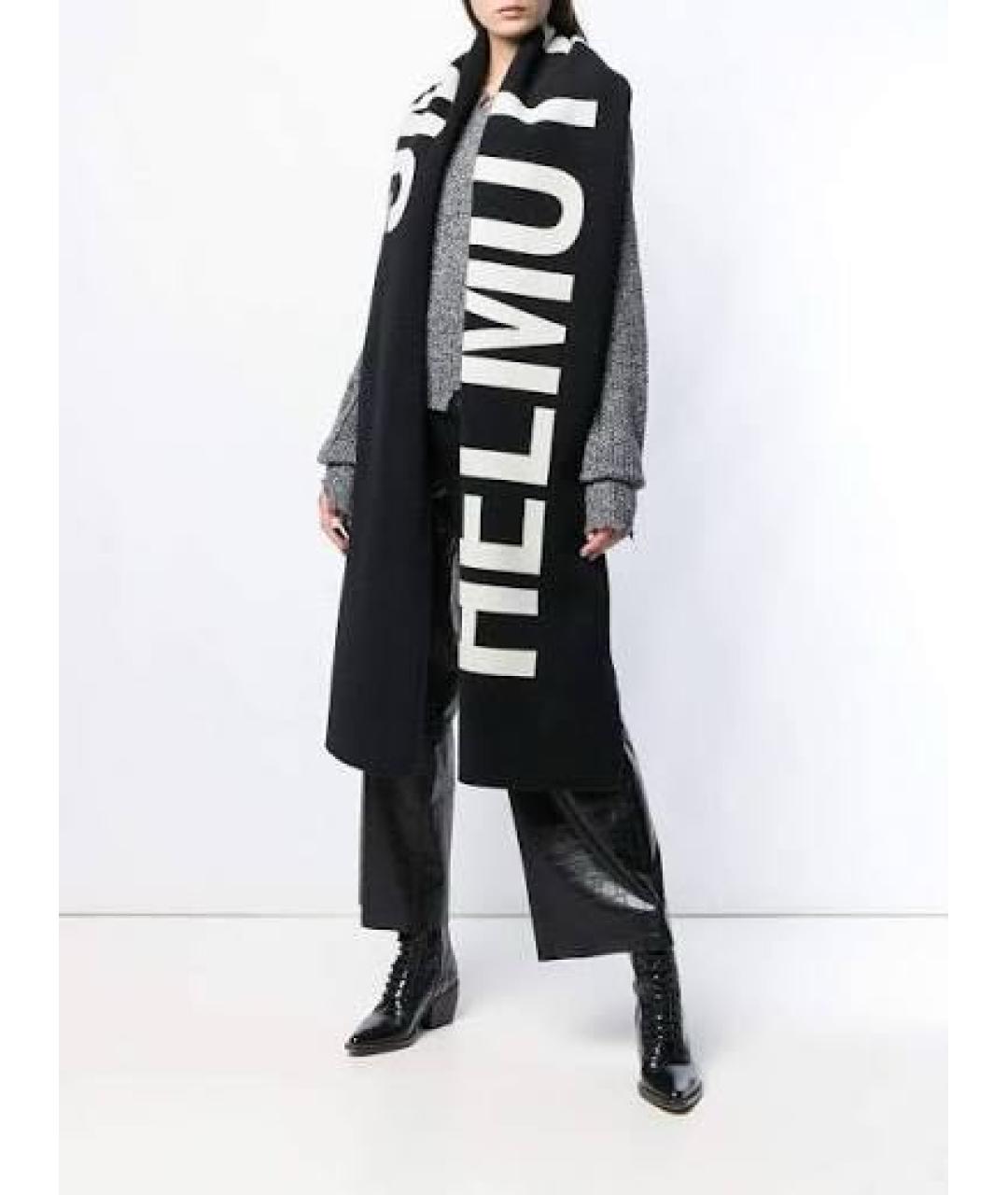 HELMUT LANG Черный шерстяной шарф, фото 4