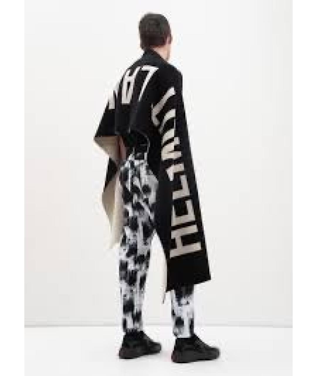 HELMUT LANG Черный шерстяной шарф, фото 6