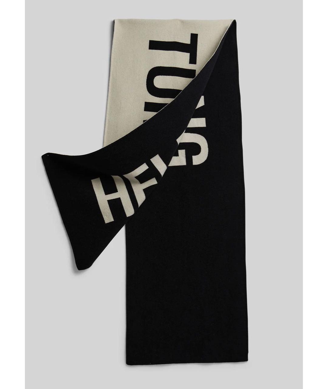 HELMUT LANG Черный шерстяной шарф, фото 6