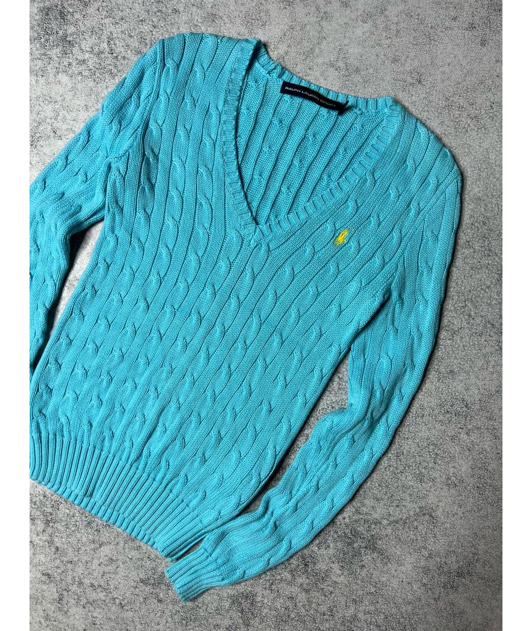 RALPH LAUREN Бирюзовый хлопковый джемпер / свитер, фото 4