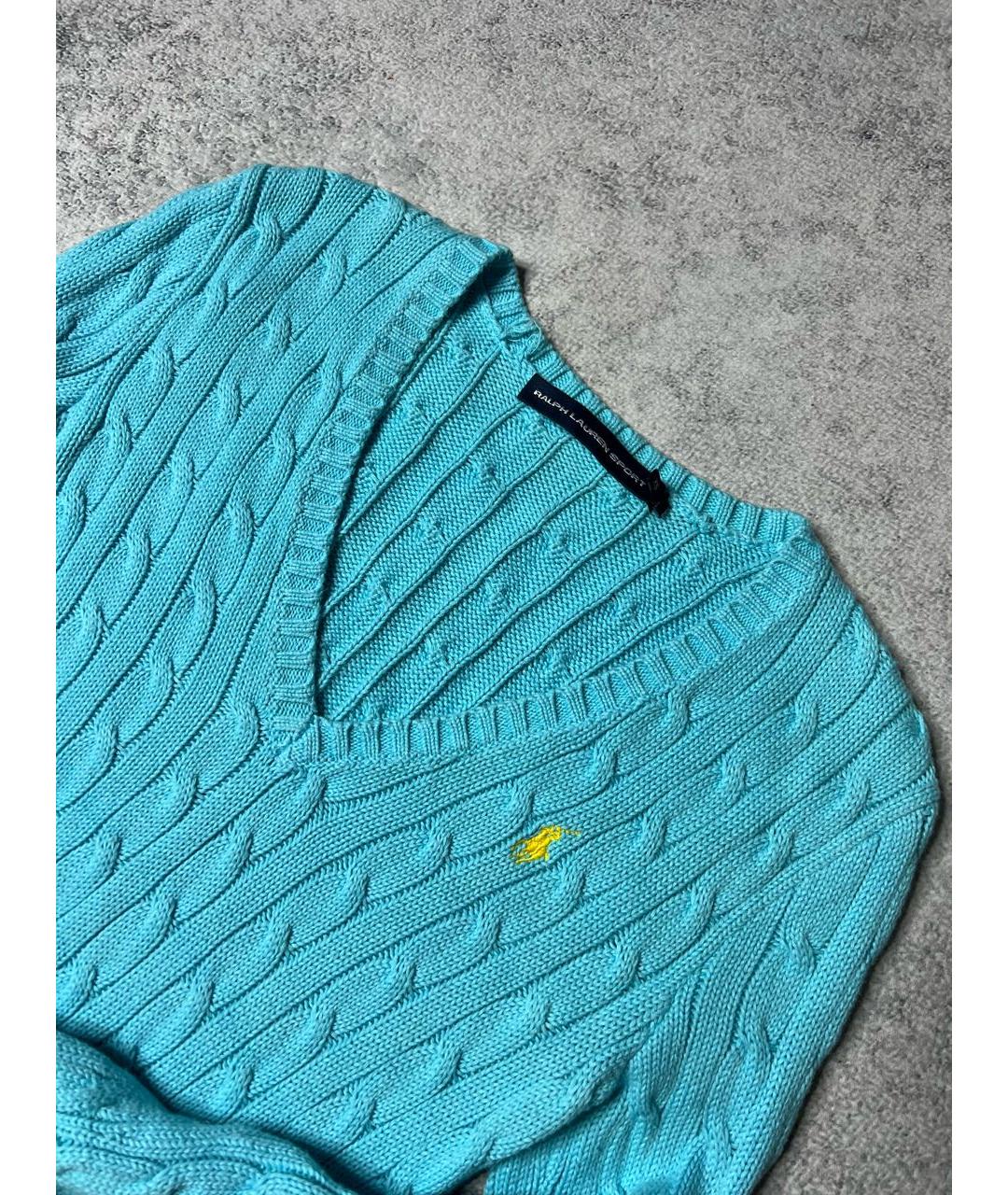 RALPH LAUREN Бирюзовый хлопковый джемпер / свитер, фото 3