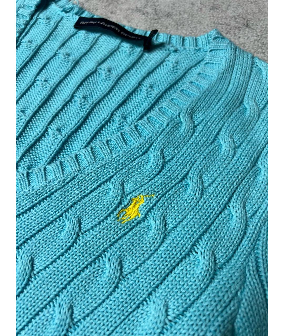 RALPH LAUREN Бирюзовый хлопковый джемпер / свитер, фото 7