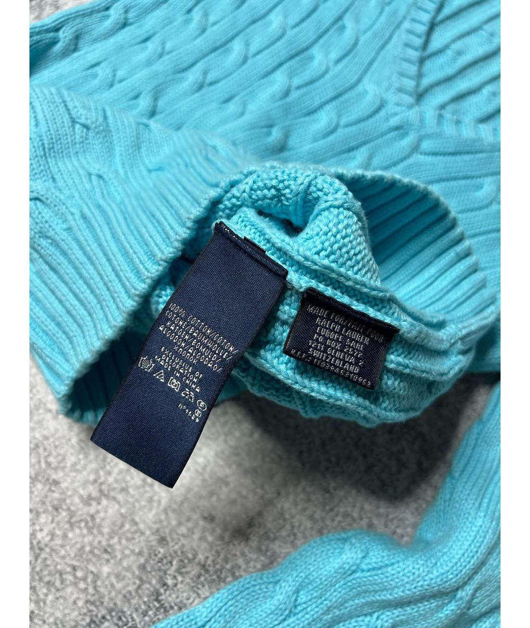 RALPH LAUREN Бирюзовый хлопковый джемпер / свитер, фото 8