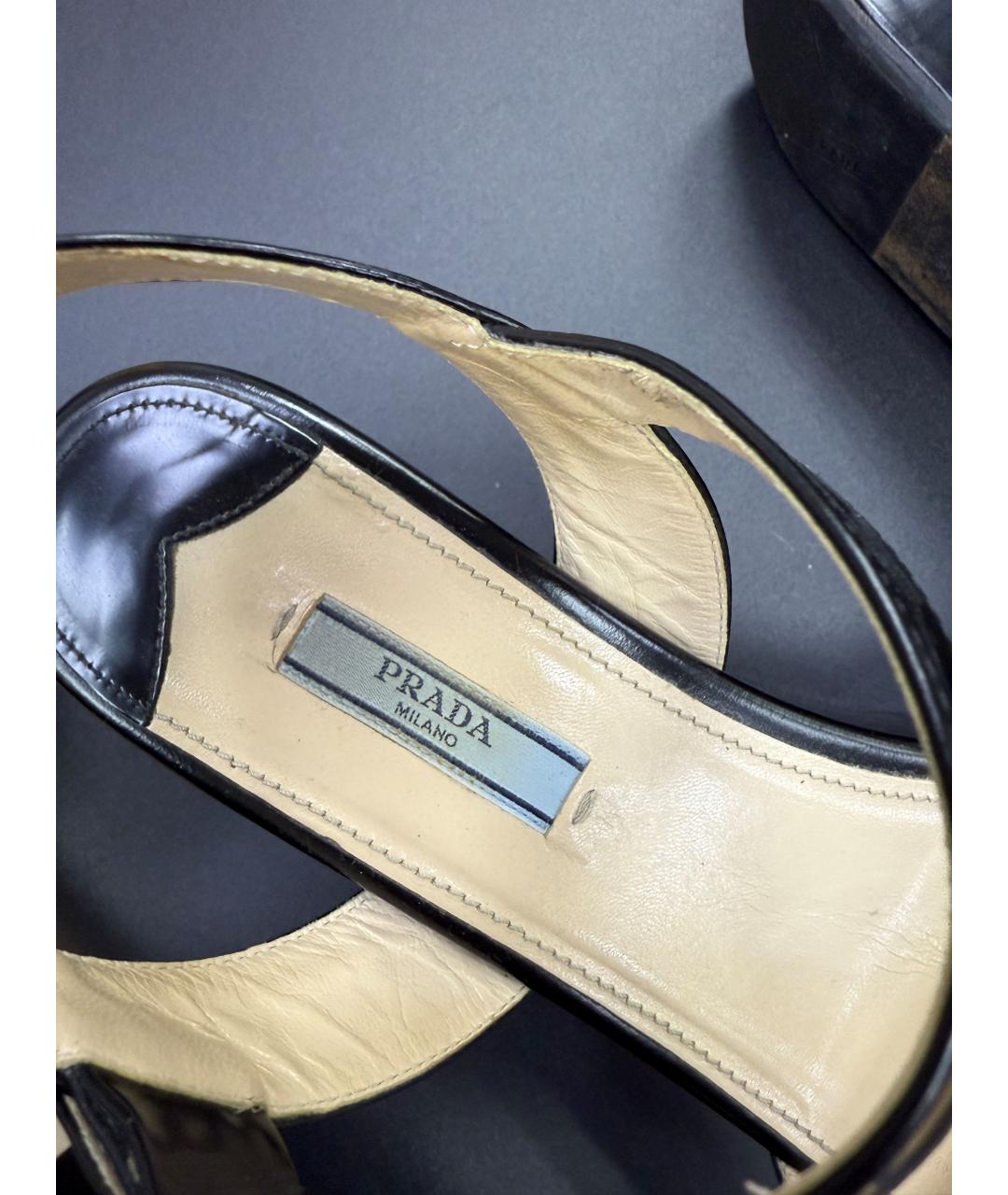 PRADA Черные босоножки из лакированной кожи, фото 6