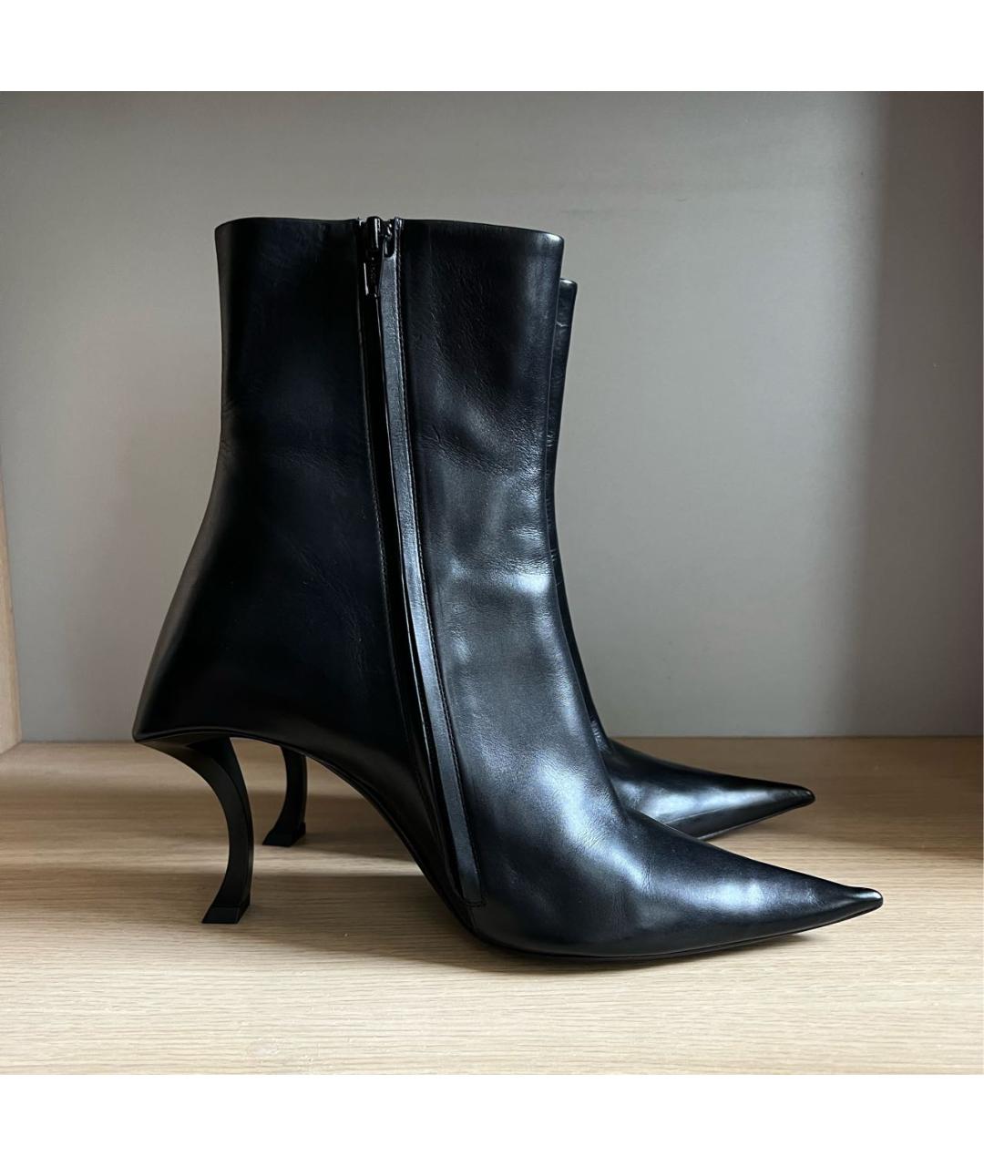 BALENCIAGA Черные кожаные ботильоны, фото 2