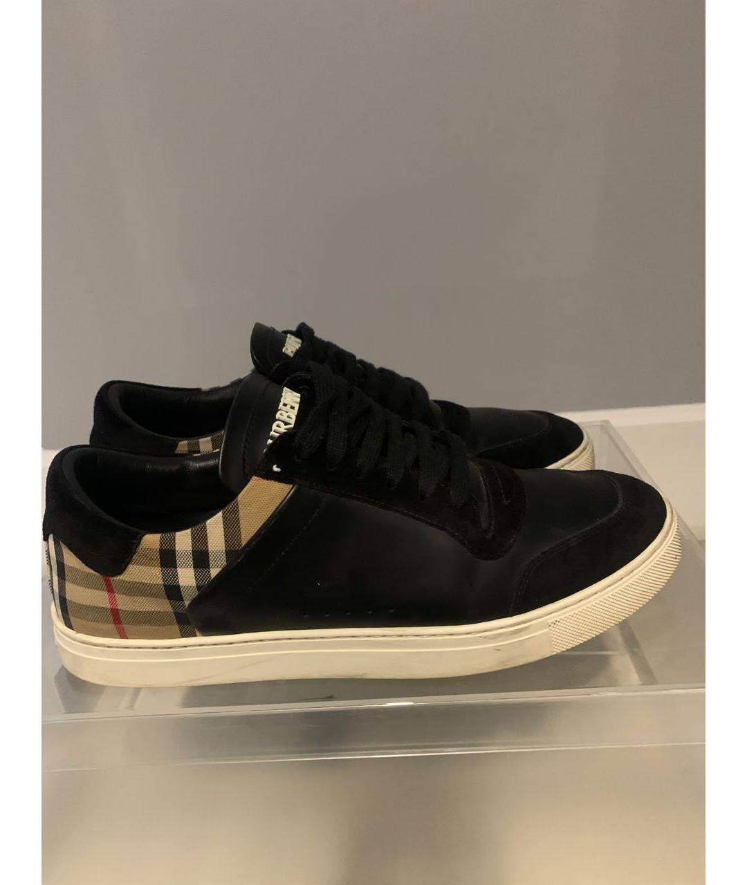 BURBERRY Черные кожаные низкие кроссовки / кеды, фото 6