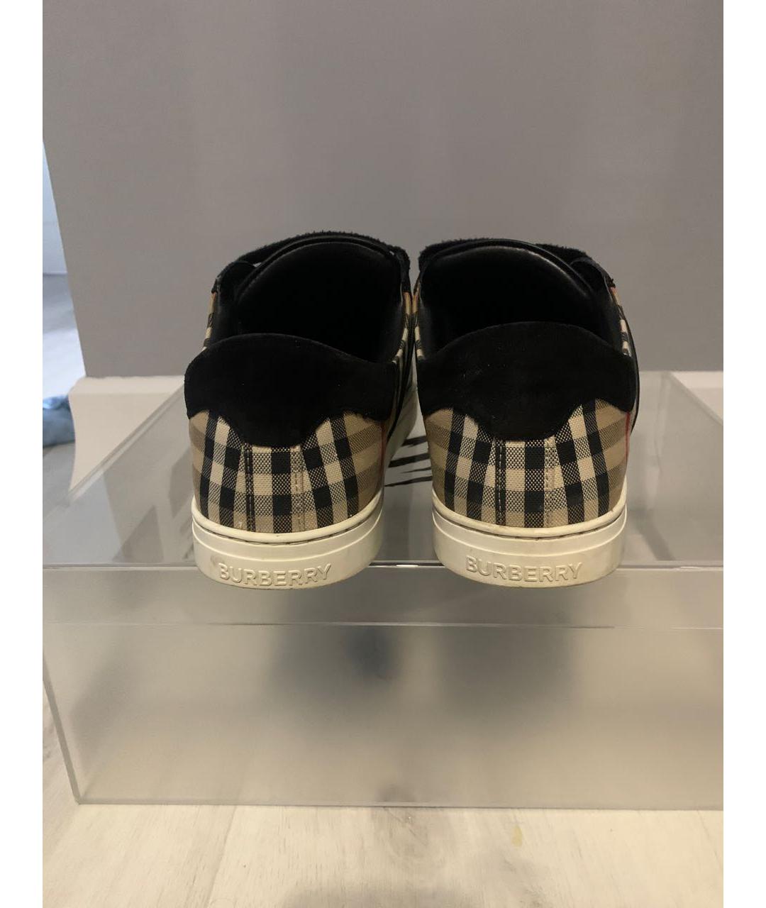 BURBERRY Черные кожаные низкие кроссовки / кеды, фото 4