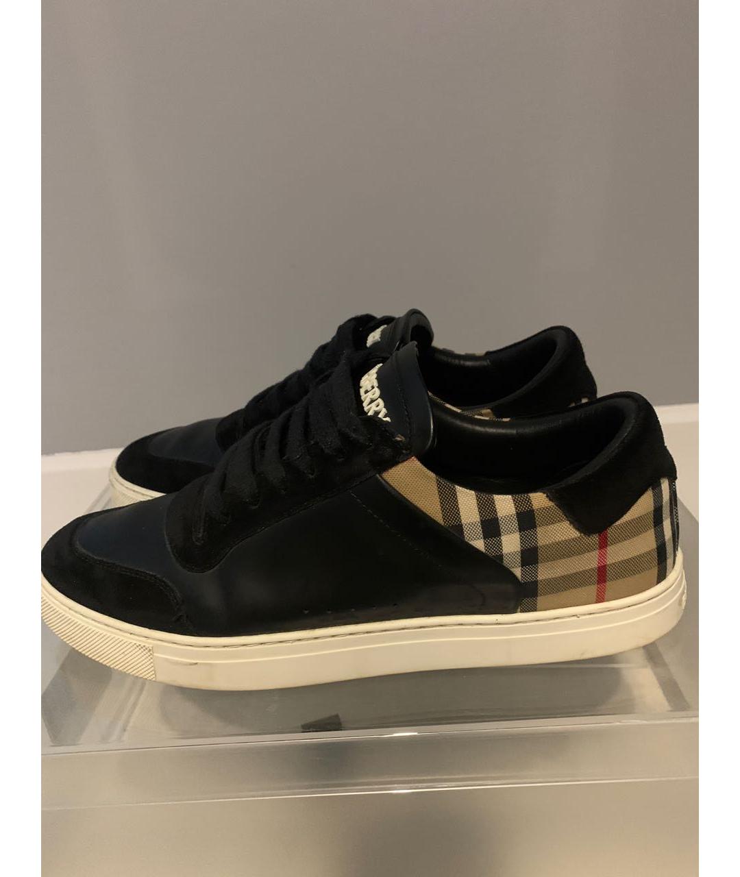 BURBERRY Черные кожаные низкие кроссовки / кеды, фото 7