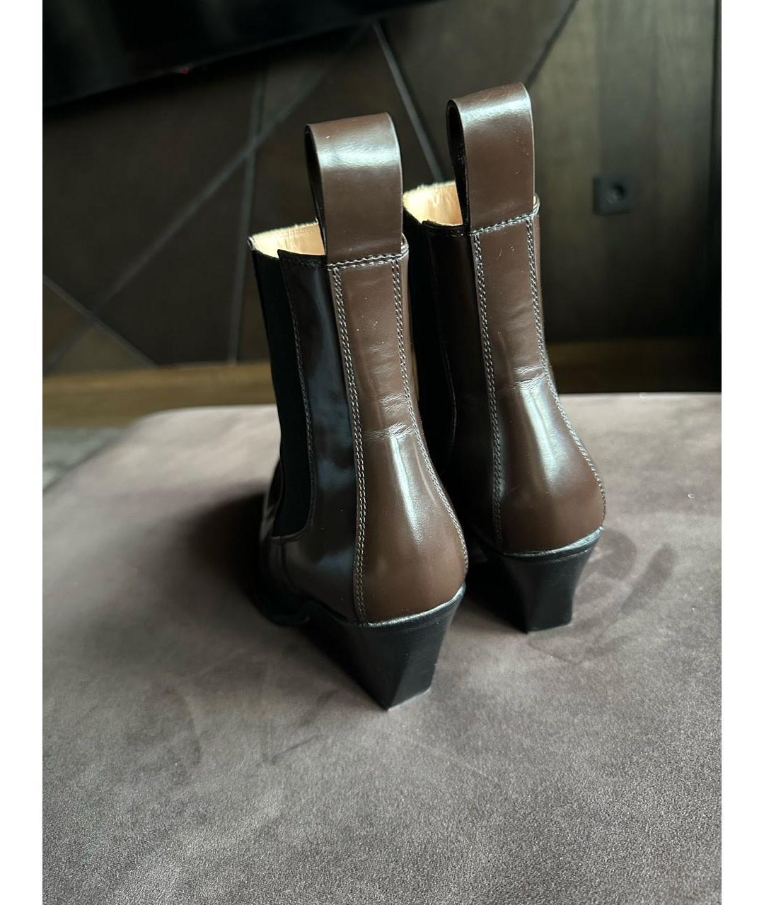 BOTTEGA VENETA Коричневые кожаные ботильоны, фото 4