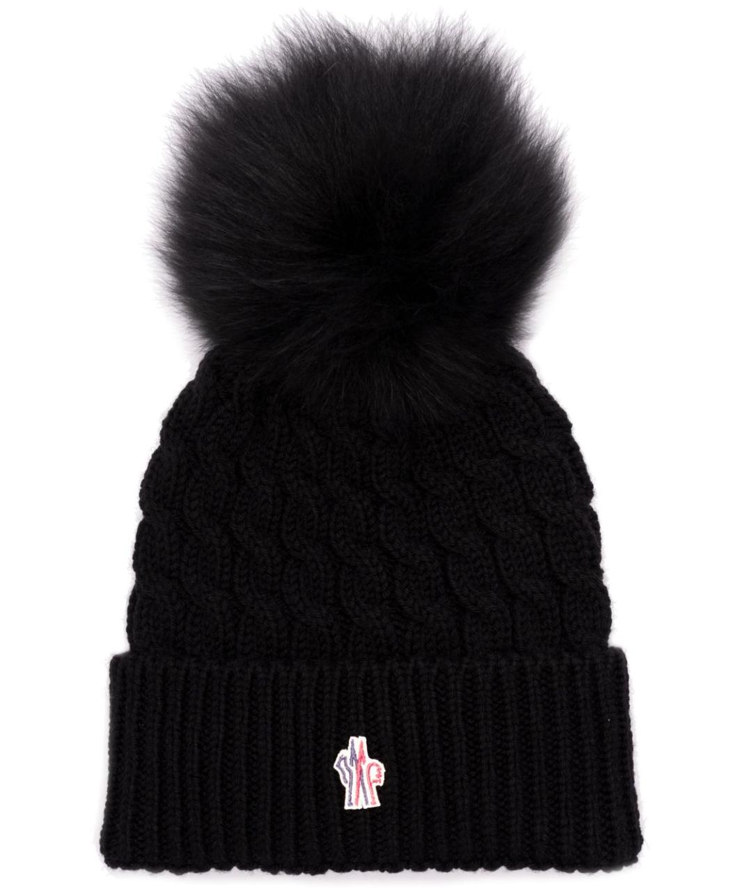 MONCLER GRENOBLE Черная шерстяная шапка, фото 1