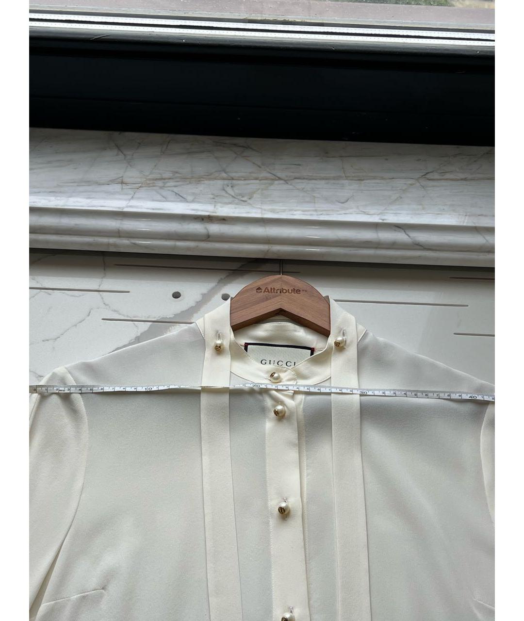 GUCCI Белая шелковая блузы, фото 6