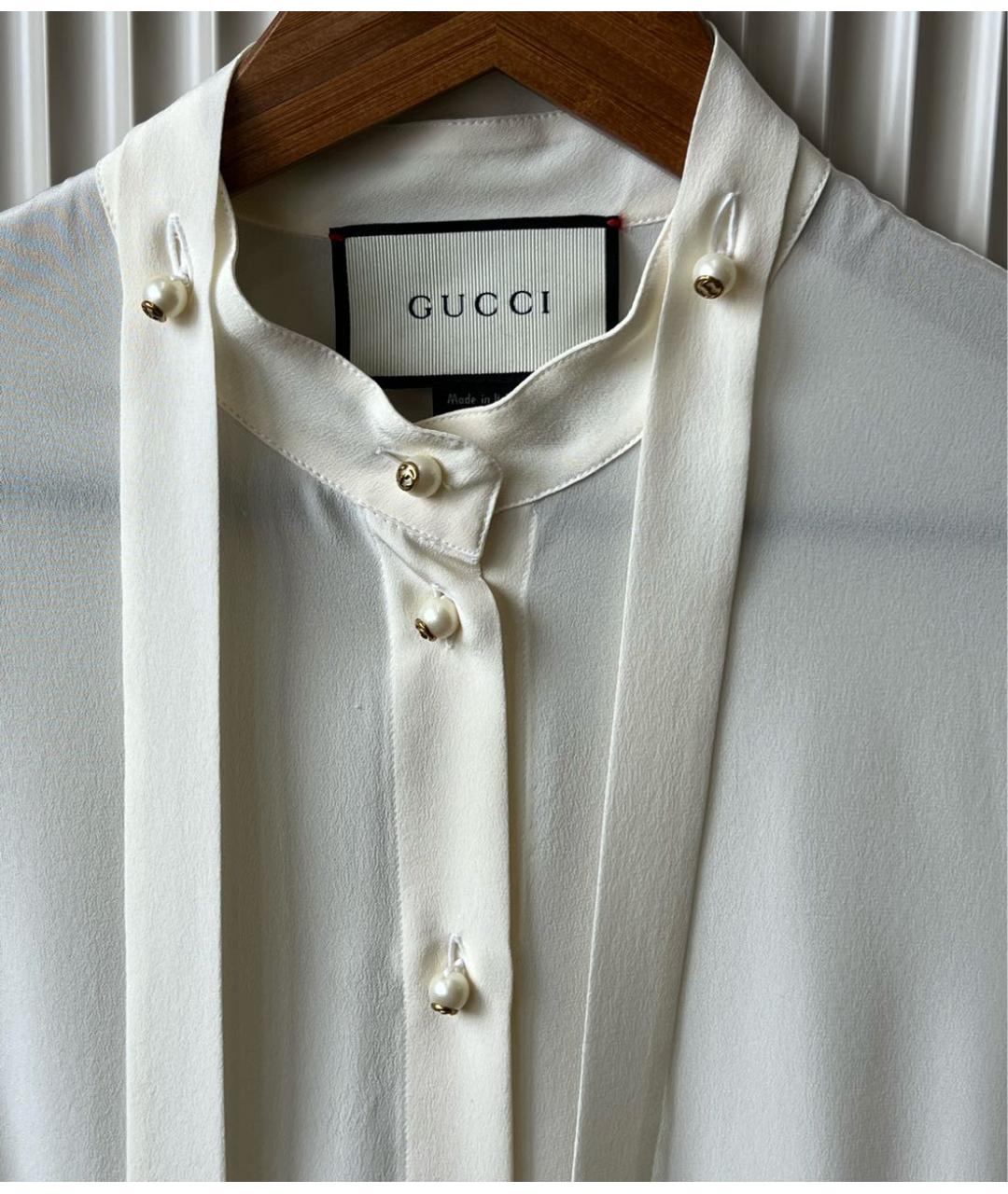 GUCCI Белая шелковая блузы, фото 3