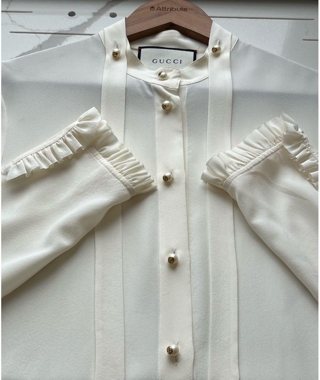 GUCCI Белая шелковая блузы, фото 4