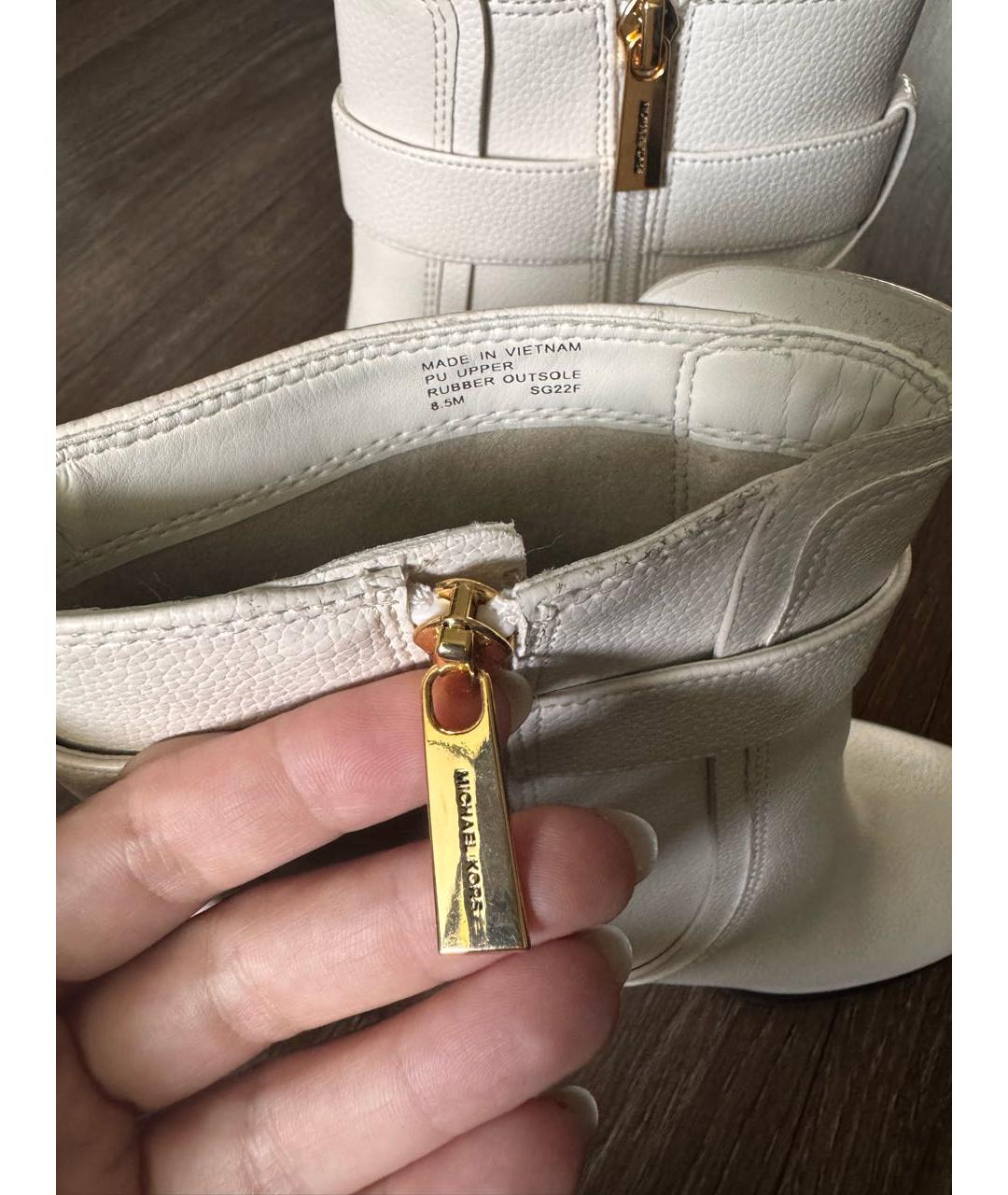 MICHAEL KORS Белые кожаные ботильоны, фото 7