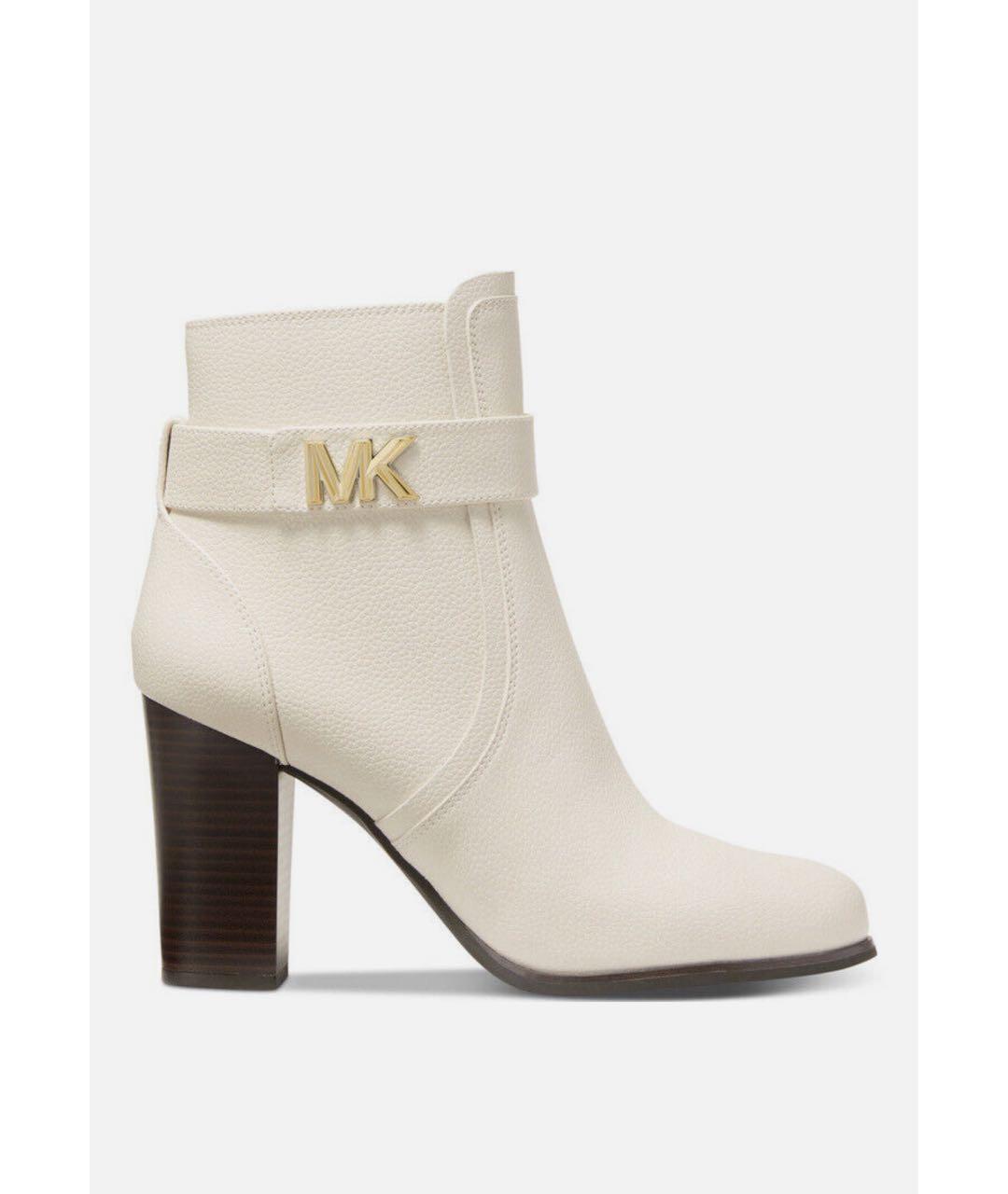 MICHAEL KORS Белые кожаные ботильоны, фото 9