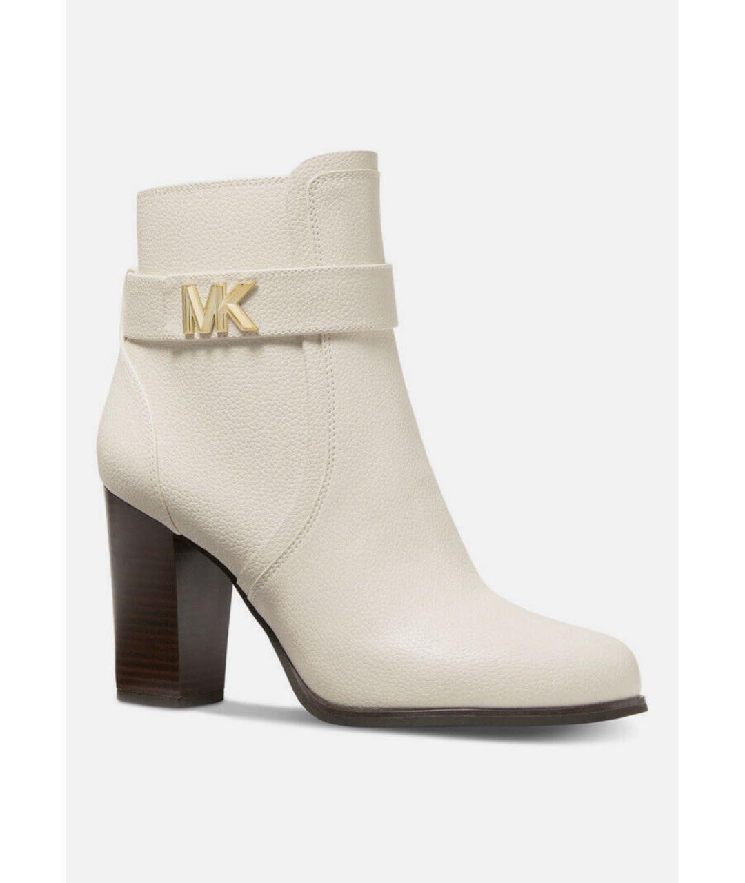 MICHAEL KORS Белые кожаные ботильоны, фото 2