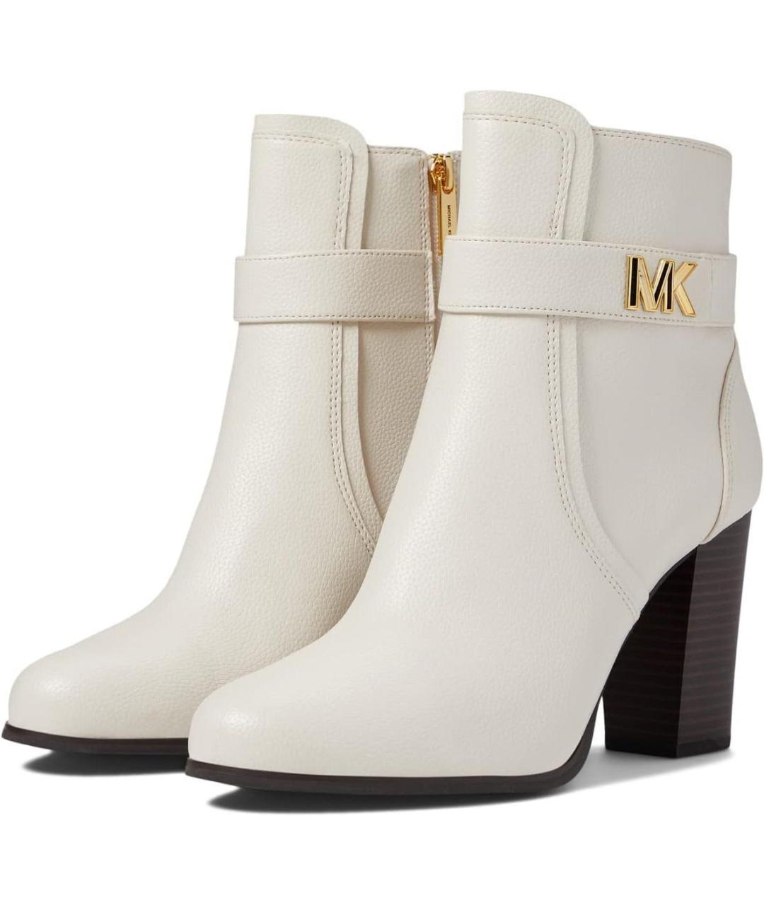 MICHAEL KORS Белые кожаные ботильоны, фото 4