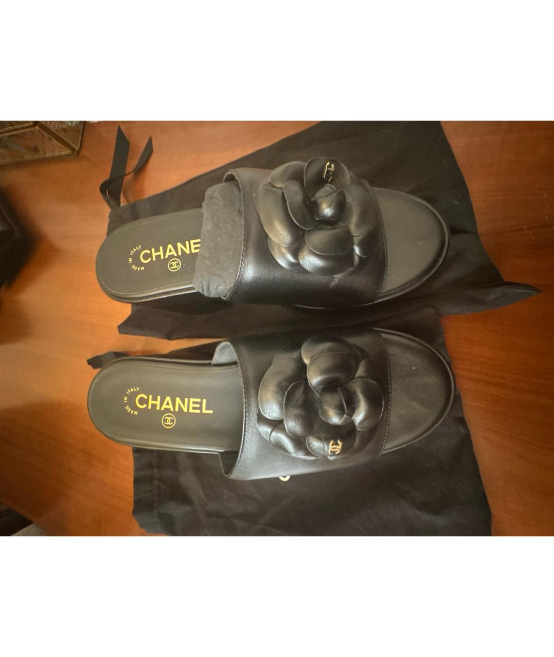 CHANEL Черные кожаные сабо, фото 2
