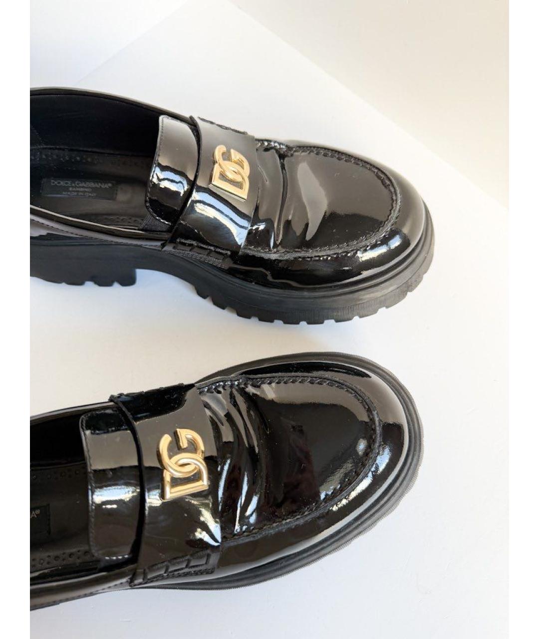 DOLCE & GABBANA KIDS Черные лоферы и мокасины из лакированной кожи, фото 5