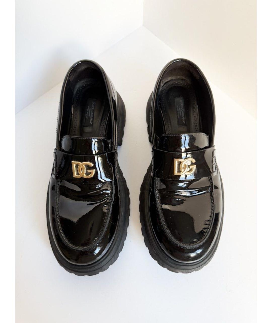 DOLCE & GABBANA KIDS Черные лоферы и мокасины из лакированной кожи, фото 4