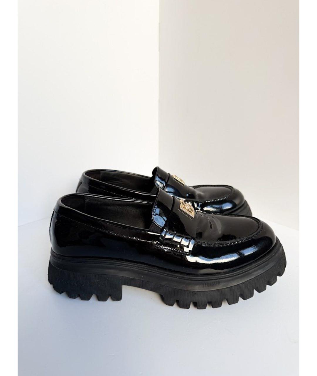 DOLCE & GABBANA KIDS Черные лоферы и мокасины из лакированной кожи, фото 6