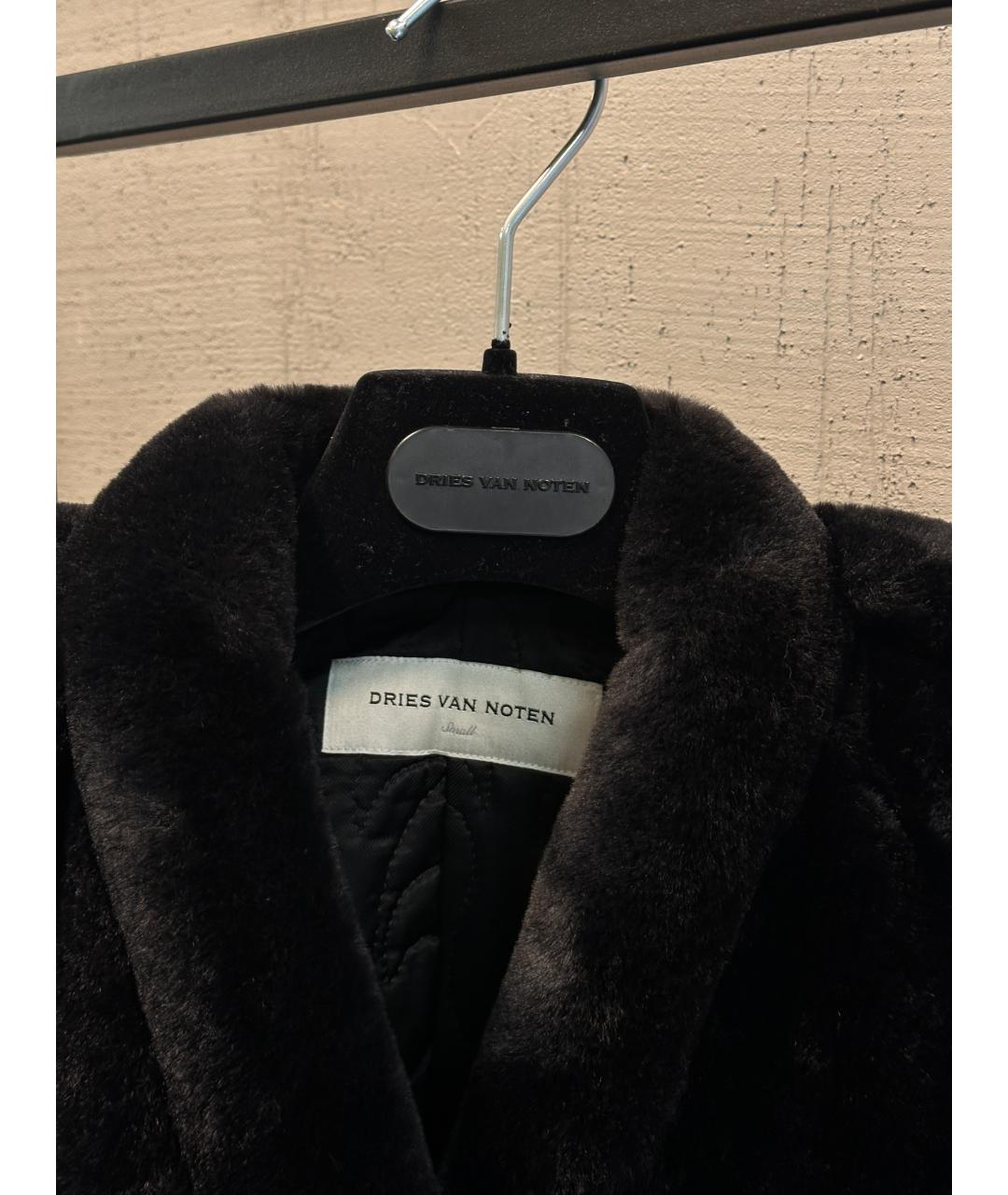 DRIES VAN NOTEN Черная полиэстеровая шуба, фото 3