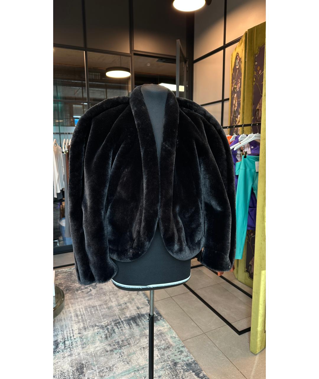 DRIES VAN NOTEN Черная полиэстеровая шуба, фото 4