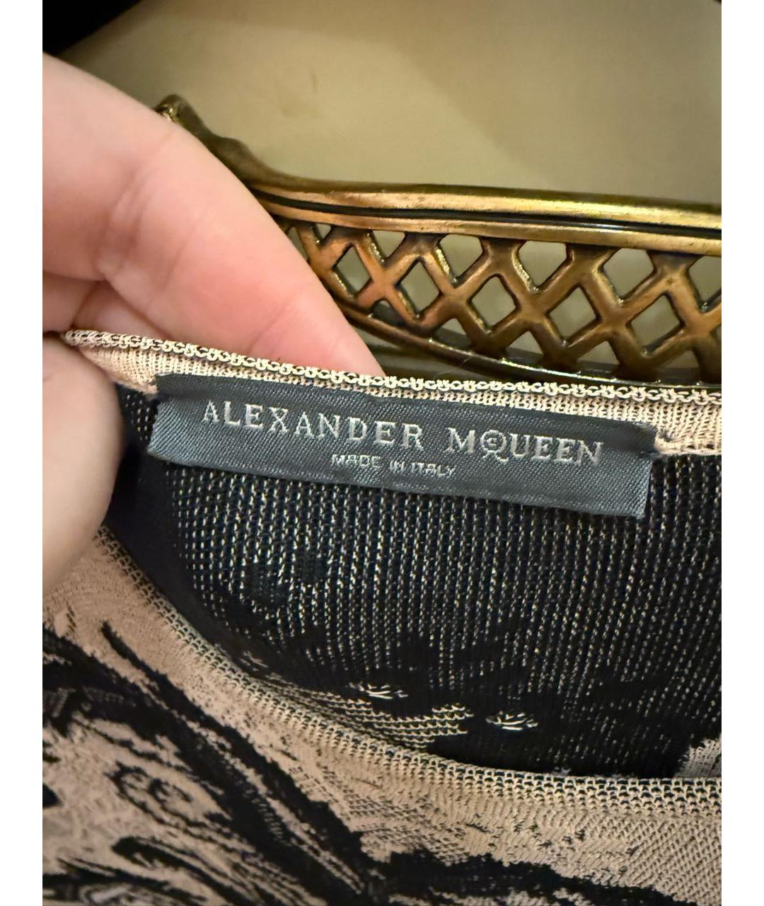 ALEXANDER MCQUEEN Бежевое вискозное повседневное платье, фото 4