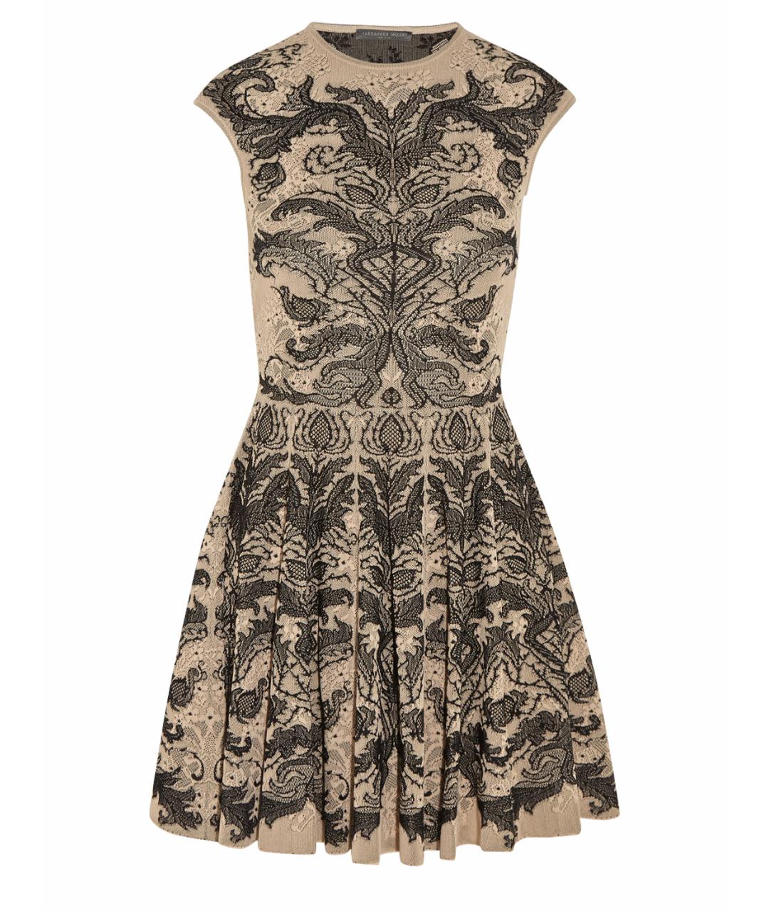 ALEXANDER MCQUEEN Бежевое вискозное повседневное платье, фото 1