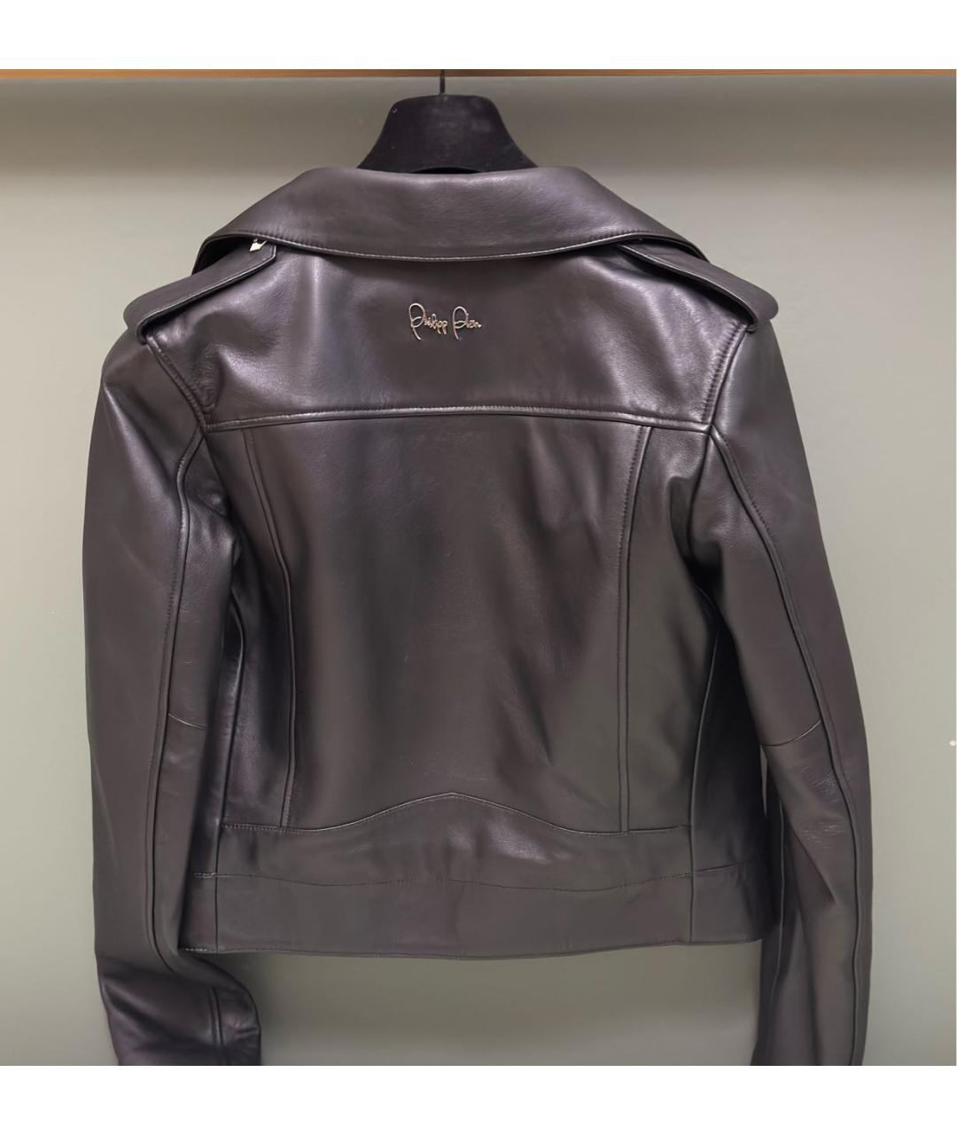 PHILIPP PLEIN Черная кожаная куртка, фото 2