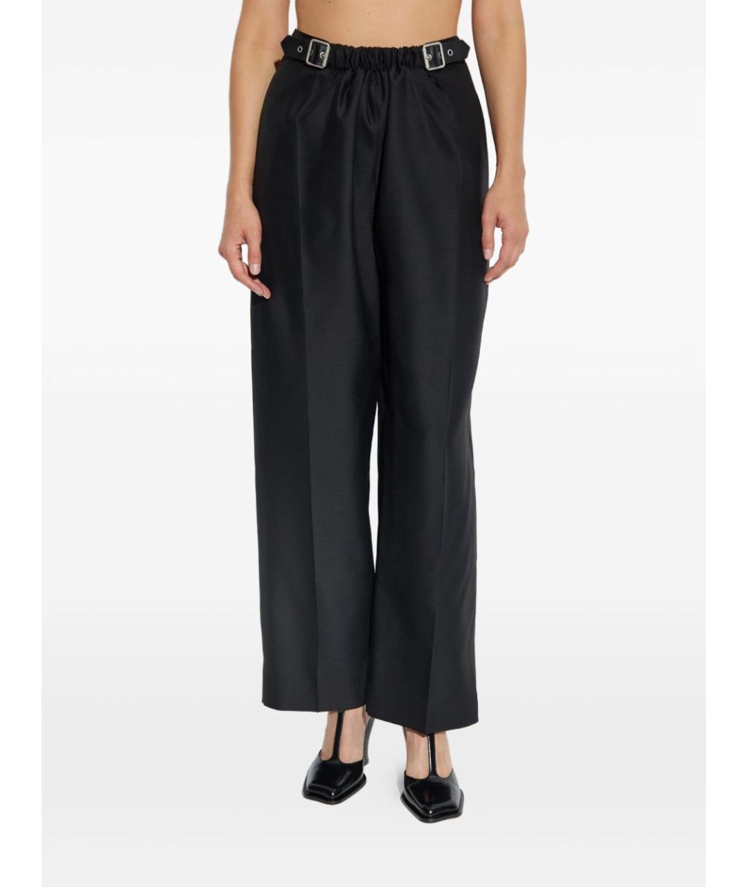 LOEWE Черные шерстяные прямые брюки, фото 2