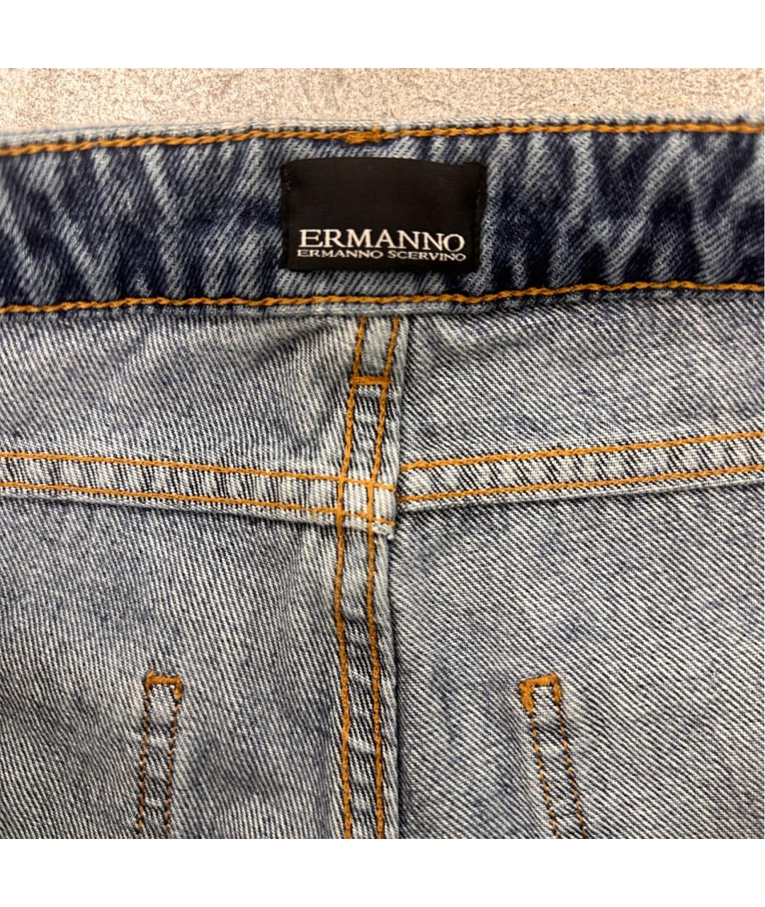 ERMANNO SCERVINO Синие хлопковые прямые джинсы, фото 3