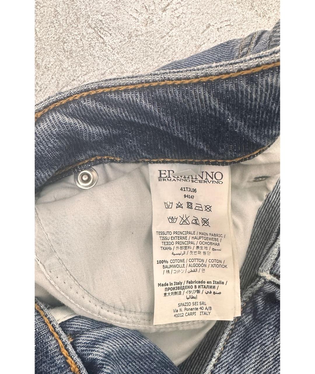 ERMANNO SCERVINO Синие хлопковые прямые джинсы, фото 5