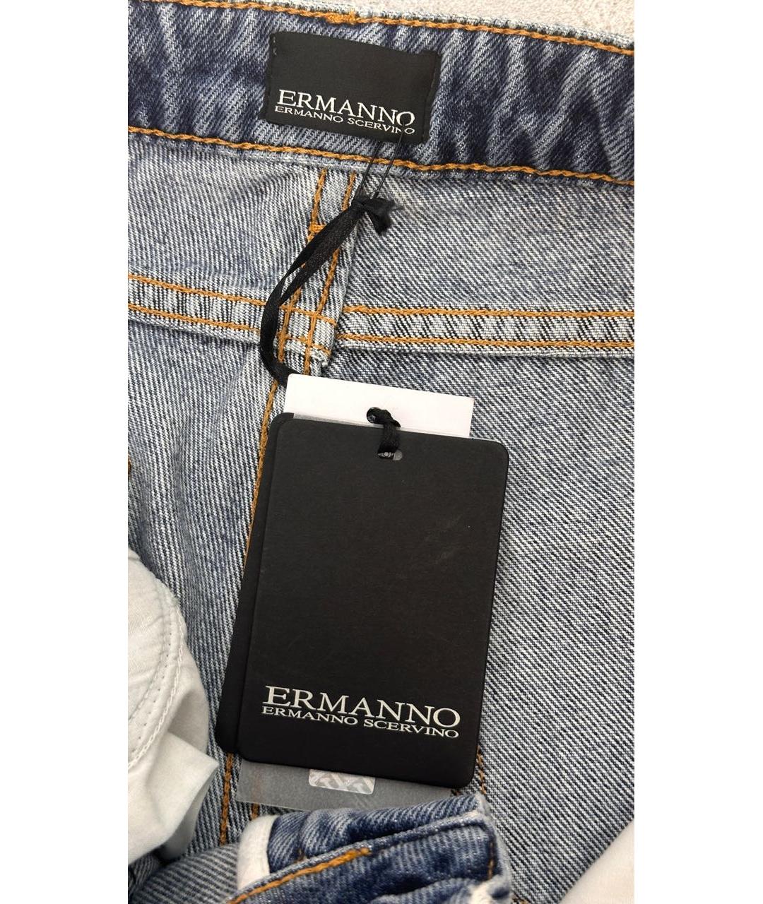 ERMANNO SCERVINO Синие хлопковые прямые джинсы, фото 7