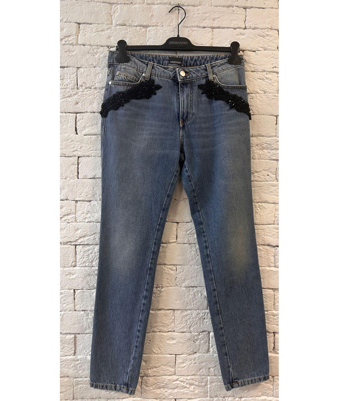 ERMANNO SCERVINO Синие хлопковые прямые джинсы, фото 8