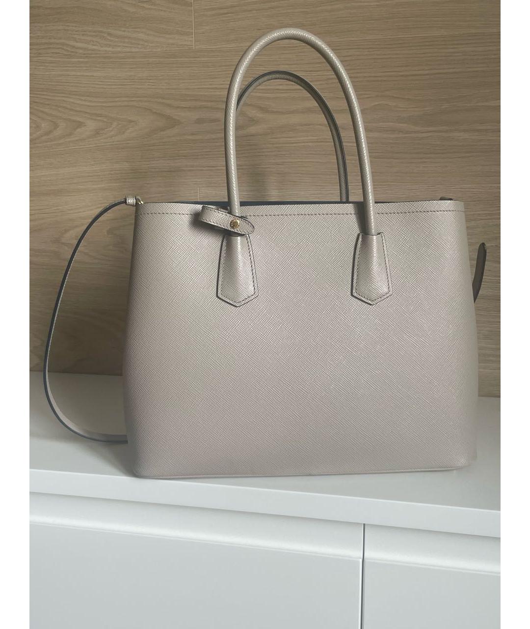 PRADA Бежевая кожаная сумка тоут, фото 6