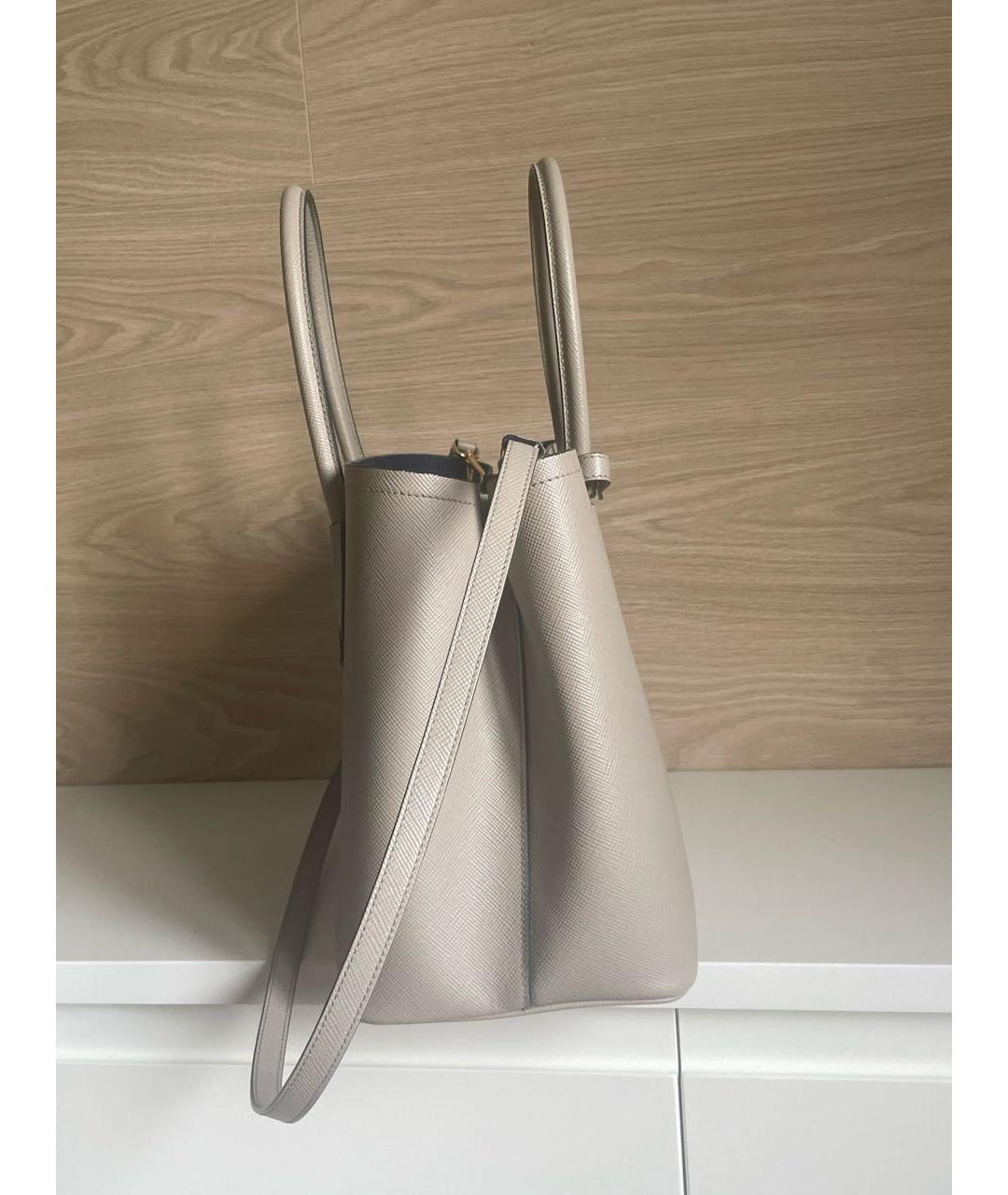 PRADA Бежевая кожаная сумка тоут, фото 7