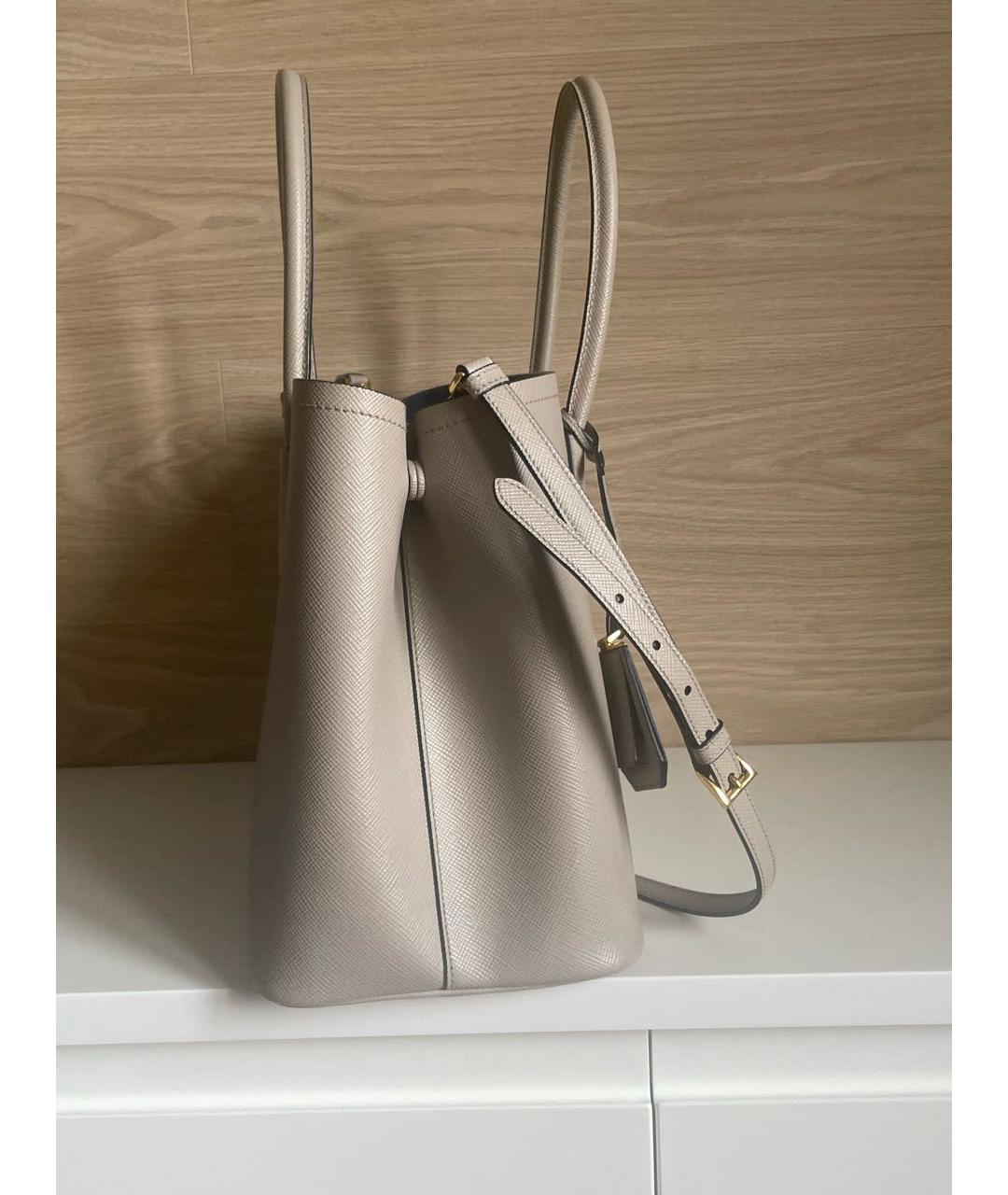 PRADA Бежевая кожаная сумка тоут, фото 8