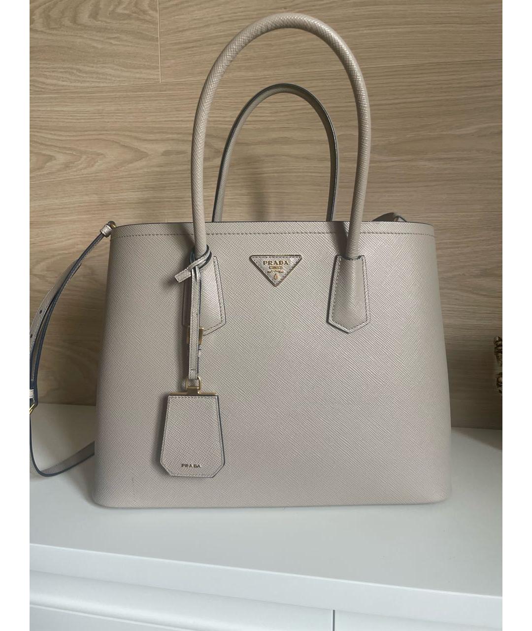 PRADA Бежевая кожаная сумка тоут, фото 5