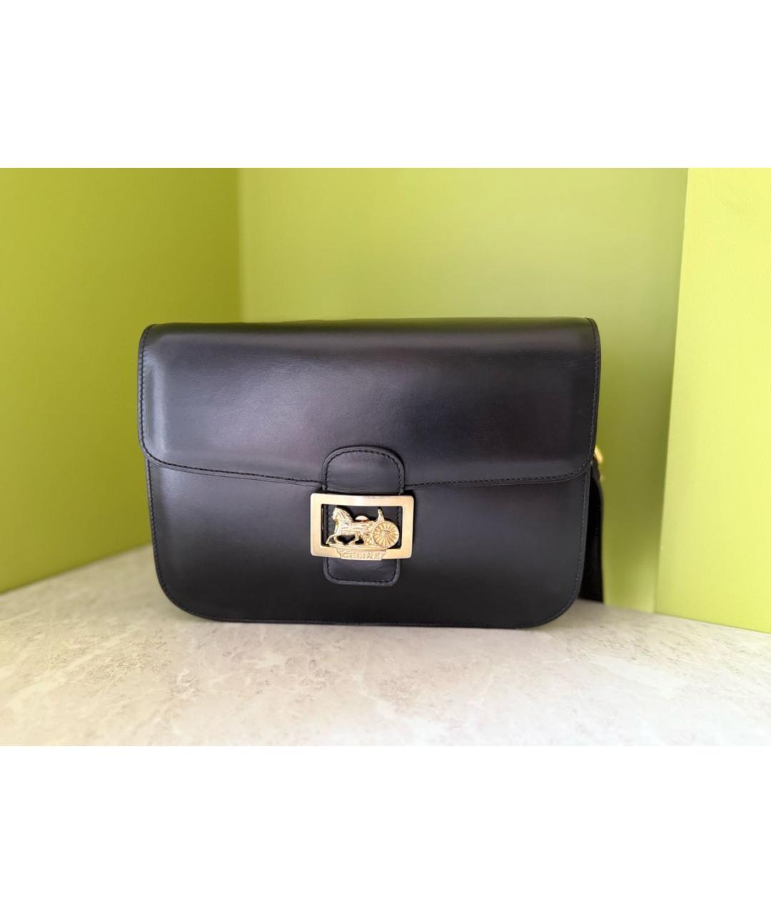 CELINE Черная кожаная сумка через плечо, фото 2